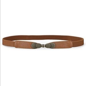 Women’s Skinny Stretch Vintage Brown Leather Belt